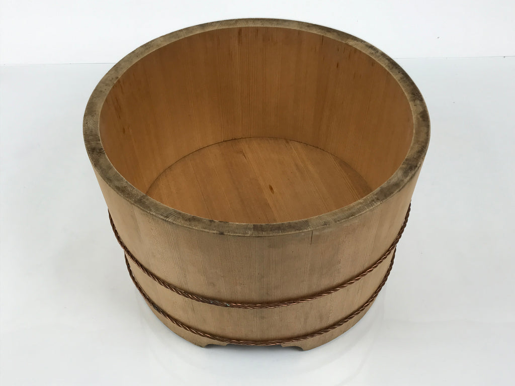 Japanese Large Handcrafted Lidded Wooden Oke Bucket Vtg Water Rice Storage BK59-OT - Wood-chidorivintage.com