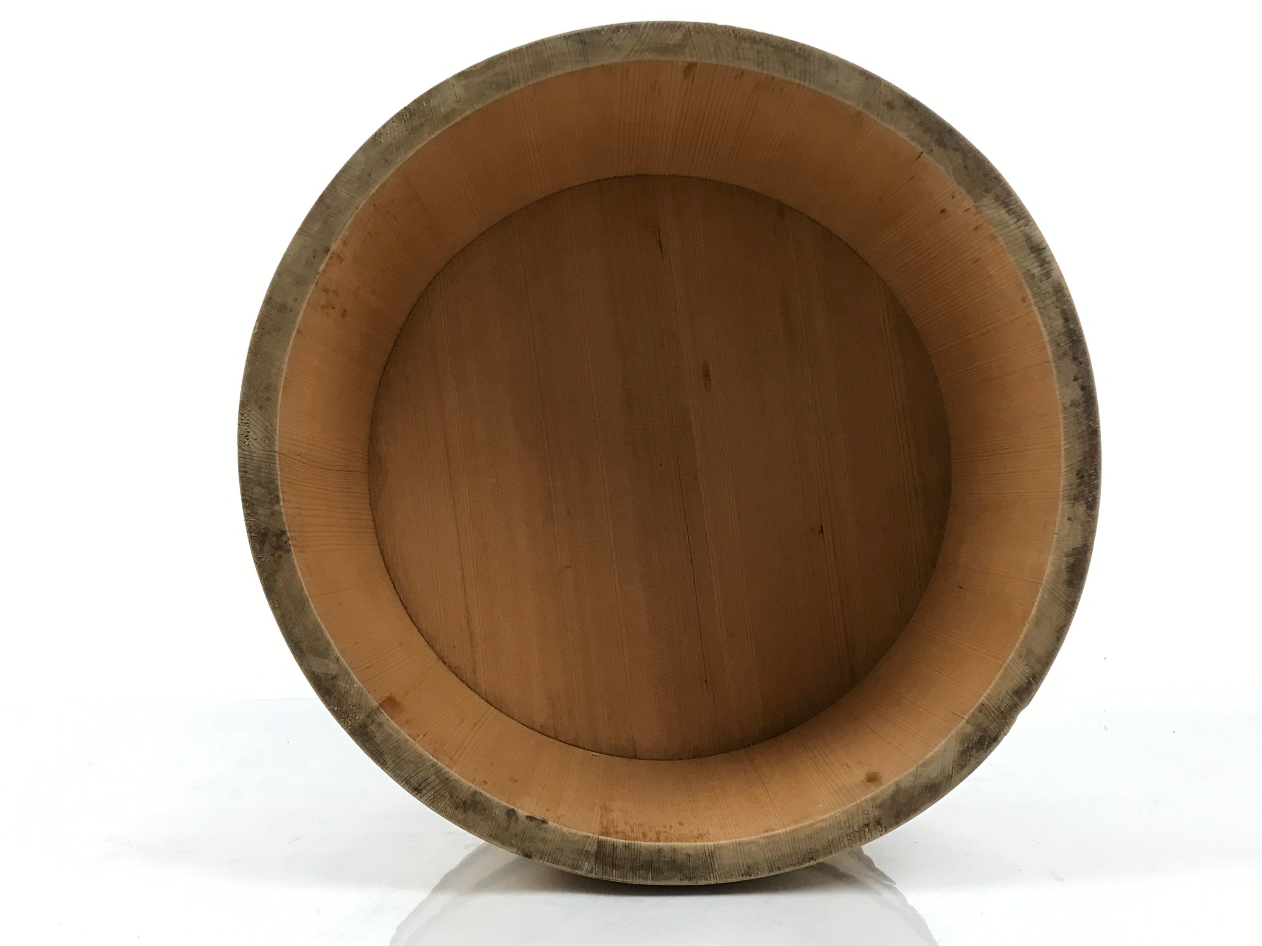 Vintage Japanese Large Wooden Lidded Bucket for Storage