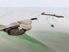 Japanese Shikishi Art Board Oshie Silk Fabric Vtg Kimono Man Pond Frog A831-AD - Painting-chidorivintage.com