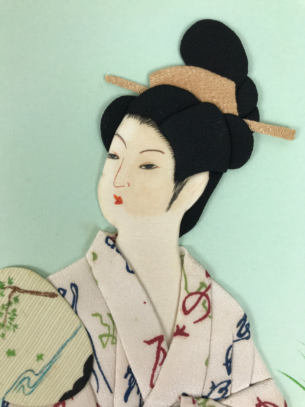 Japanese Shikishi Art Board Oshie Silk Fabric Summer Kimono Woman Uchiwa A827-AD - Painting-chidorivintage.com