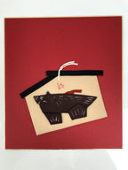 Japanese Shikishi Art Board Oshie Silk Fabric Zodiac Wild Boar Inoshishi A822-AD - Painting-chidorivintage.com