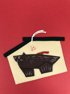 Japanese Shikishi Art Board Oshie Silk Fabric Zodiac Wild Boar Inoshishi A822-AD - Painting-chidorivintage.com