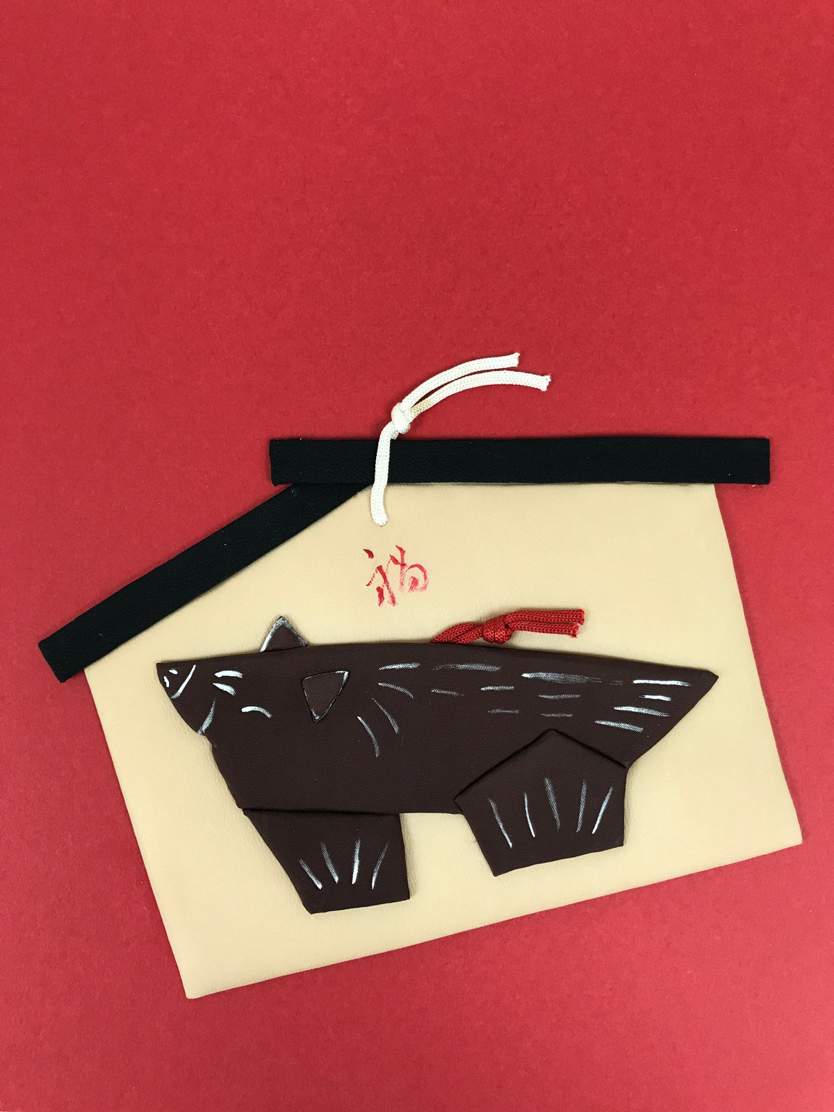 Japanese Shikishi Art Board Oshie Silk Fabric Zodiac Wild Boar Inoshishi A822-AD - Painting-chidorivintage.com