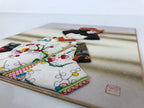 Japanese Shikishi Art Board Oshie Silk Fabric Vtg Plum Blossom Kimono Girl A828-AD - Painting-chidorivintage.com
