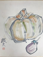 Japanese Shikishi Art Board Vtg Painting Kabocha Nasu Pumpkin Eggplant A847-AD - Painting-chidorivintage.com