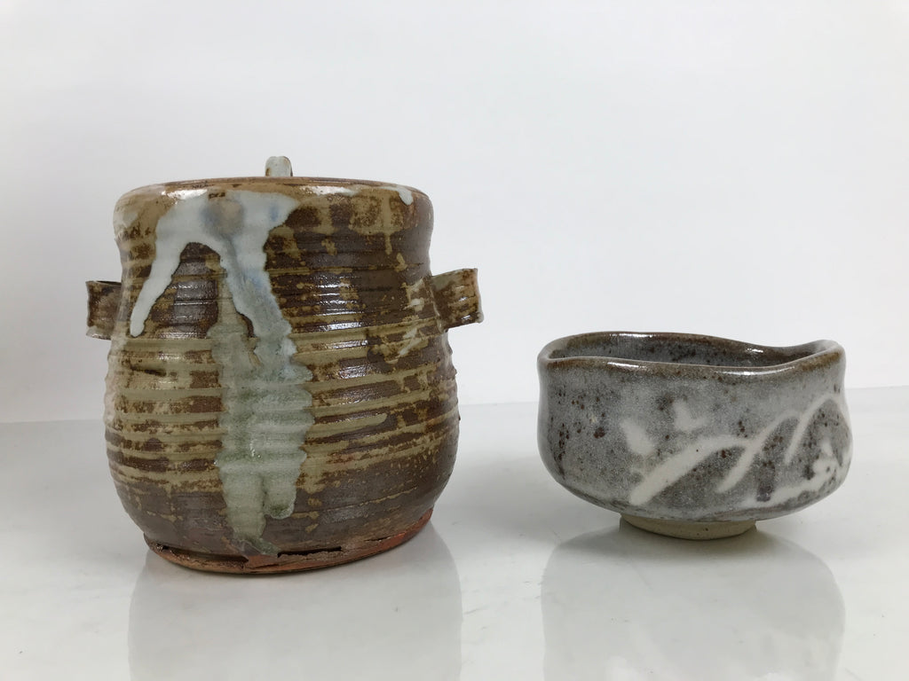 Japanese Tea Ceremony Set Chabako Wooden Box Vtg Pottery Chawan Sado PX817-KT - Tea Ceremony-chidorivintage.com