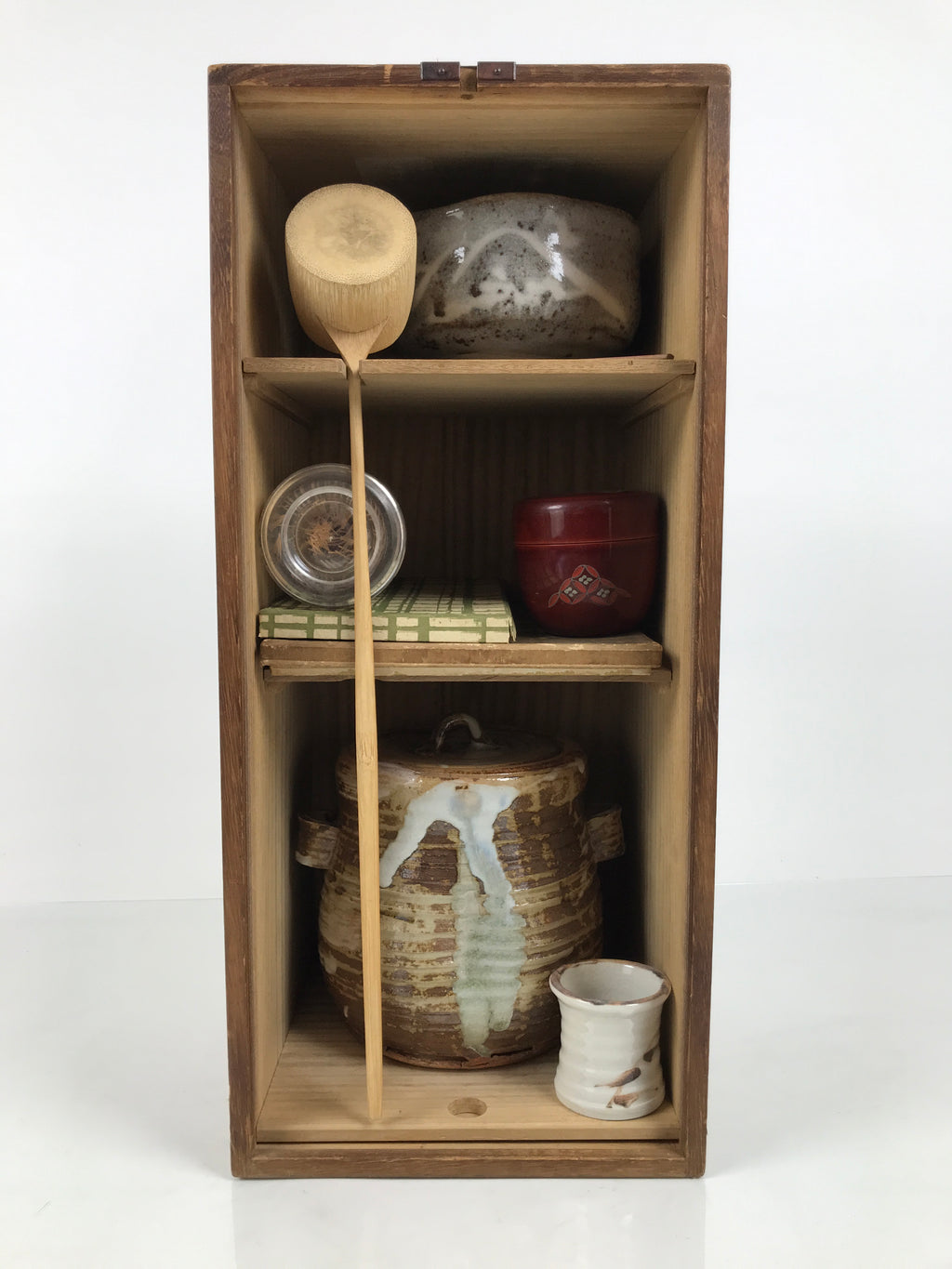 Japanese Tea Ceremony Set Chabako Wooden Box Vtg Pottery Chawan Sado PX817-KT - Tea Ceremony-chidorivintage.com