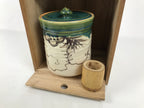 Japanese Tea Ceremony Set Chabako Wooden Box Vtg Pottery Chawan Sado PX818