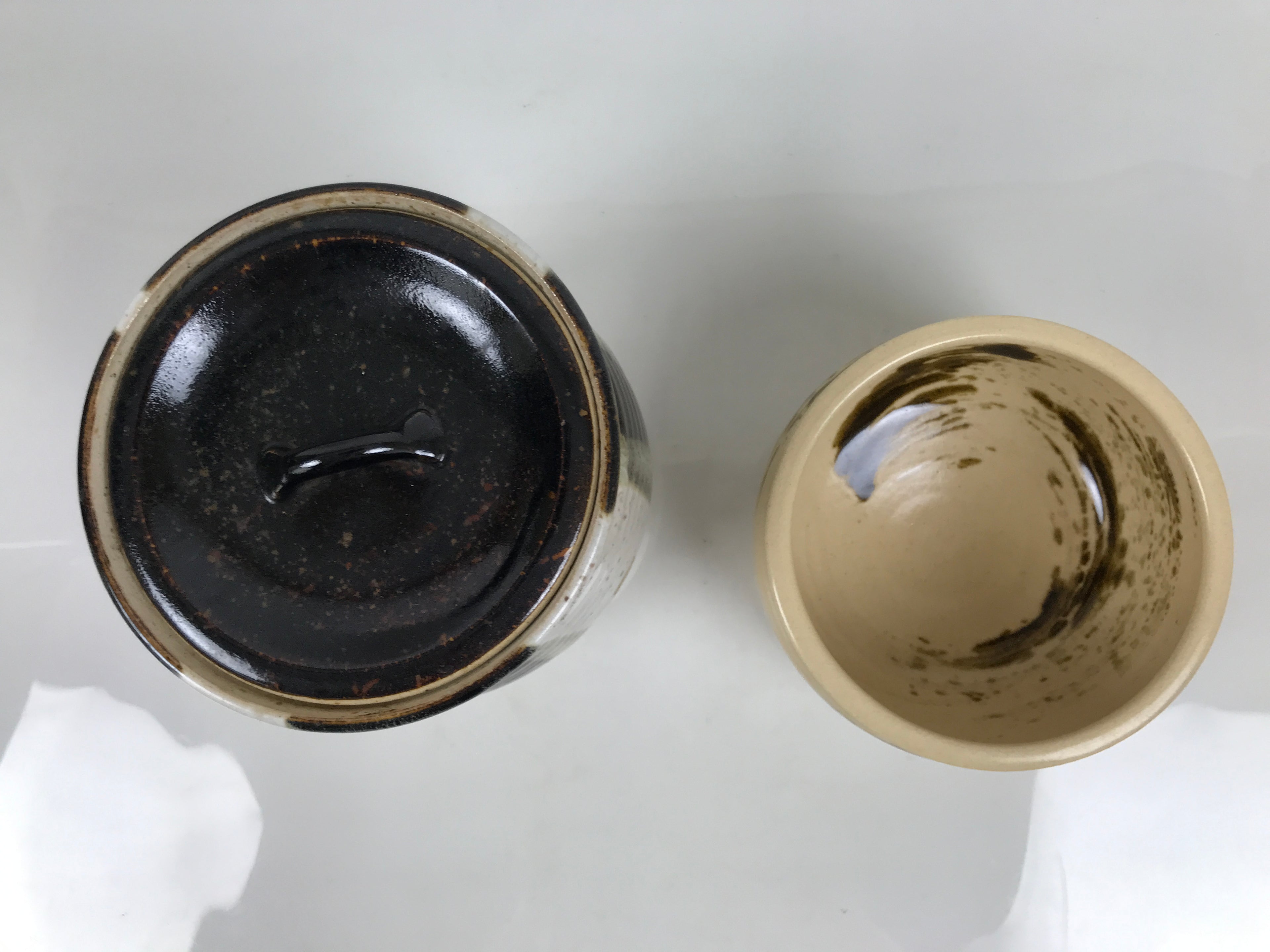 Japanese Tea Ceremony Set Chabako Wooden Box Vtg Pottery Chawan Sado PX819