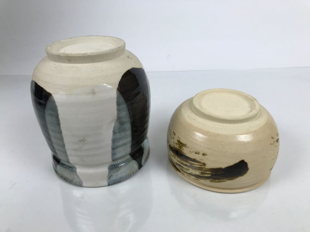 Japanese Tea Ceremony Set Chabako Wooden Box Vtg Pottery Chawan Sado PX819