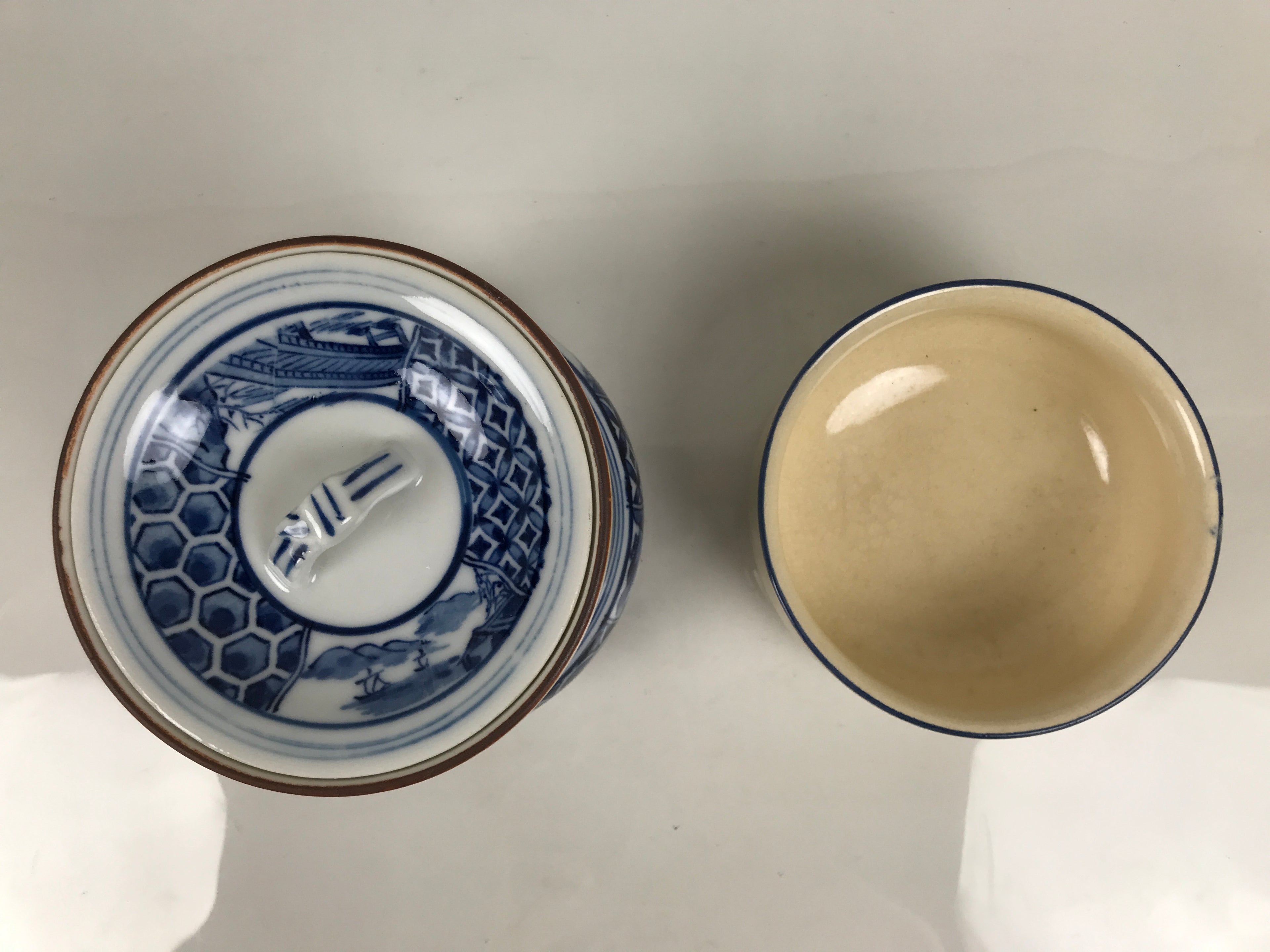Japanese Tea Ceremony Set Chabako Wooden Box Vtg Pottery Chawan Sado PX820