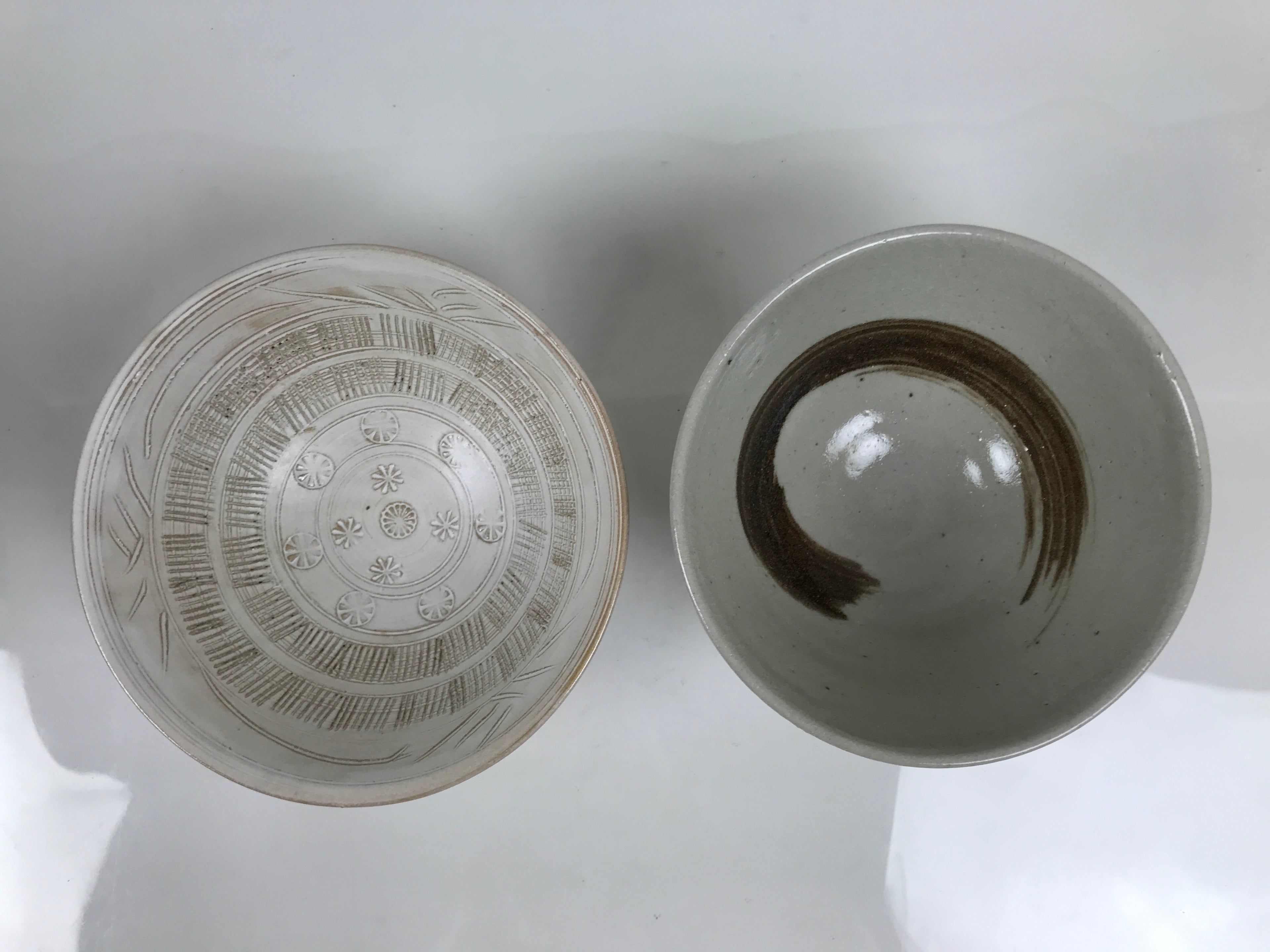 Japanese Tea Ceremony Set Chabako Wooden Box Vtg Pottery Chawan Sado PX820
