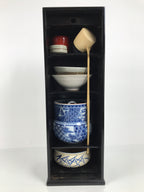 Japanese Tea Ceremony Set Chabako Wooden Box Vtg Pottery Chawan Sado PX820