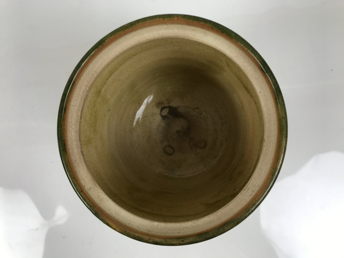 Japanese Oribe Ceramic Mizusashi Water Jar Vtg Pottery Tea Ceremony Pot TG215-KT - Tea Ceremony-chidorivintage.com