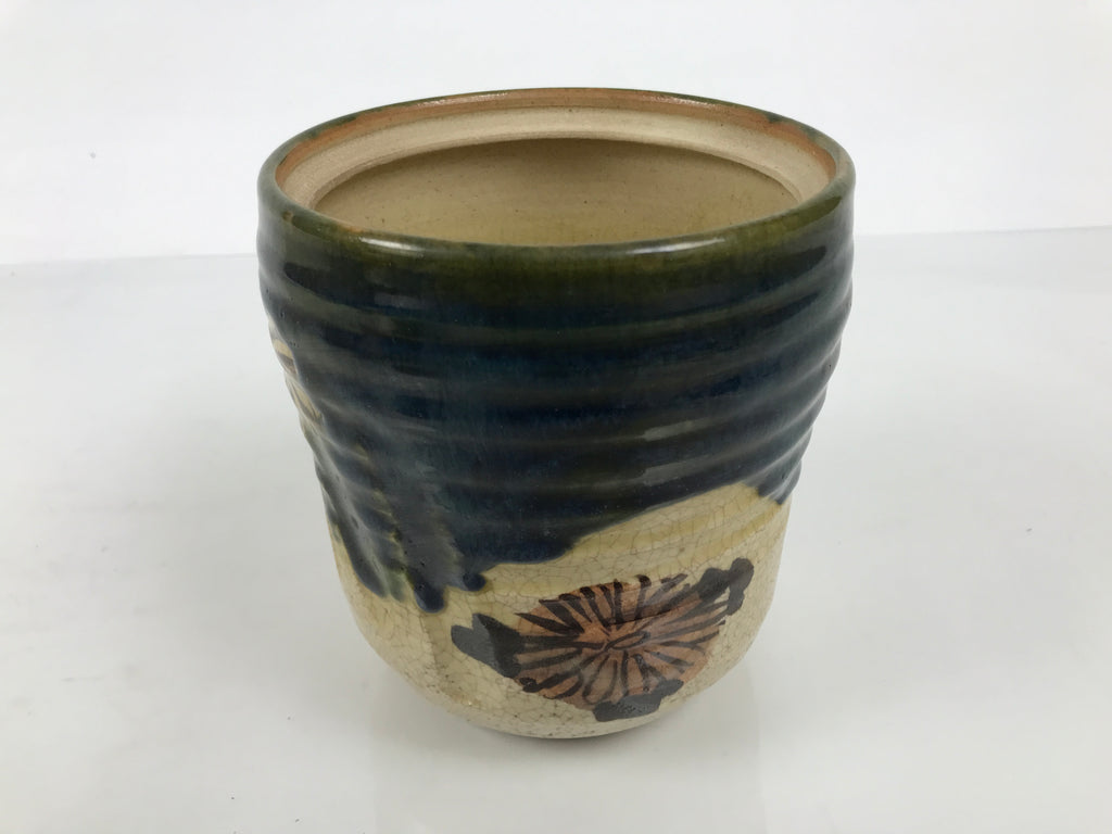 Japanese Oribe Ceramic Mizusashi Water Jar Vtg Pottery Tea Ceremony Pot TG215-KT - Tea Ceremony-chidorivintage.com