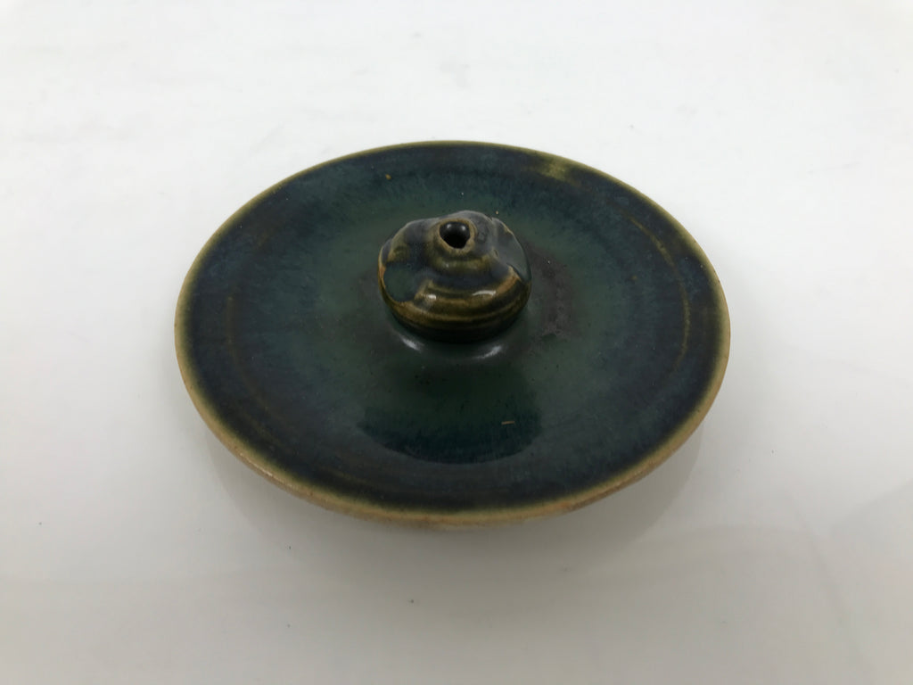 Japanese Oribe Ceramic Mizusashi Water Jar Vtg Pottery Tea Ceremony Pot TG215-KT - Tea Ceremony-chidorivintage.com