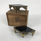 Japanese Lacquer Wood Diamond Mochi Stands Vtg Hina Doll Accessory Makie ID694-AD - Doll-chidorivintage.com