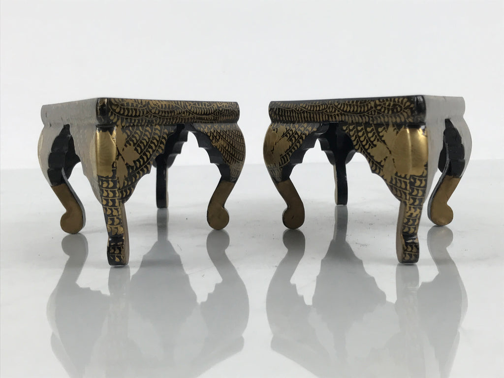 Japanese Lacquer Wood Diamond Mochi Stands Vtg Hina Doll Accessory Makie ID694-AD - Doll-chidorivintage.com