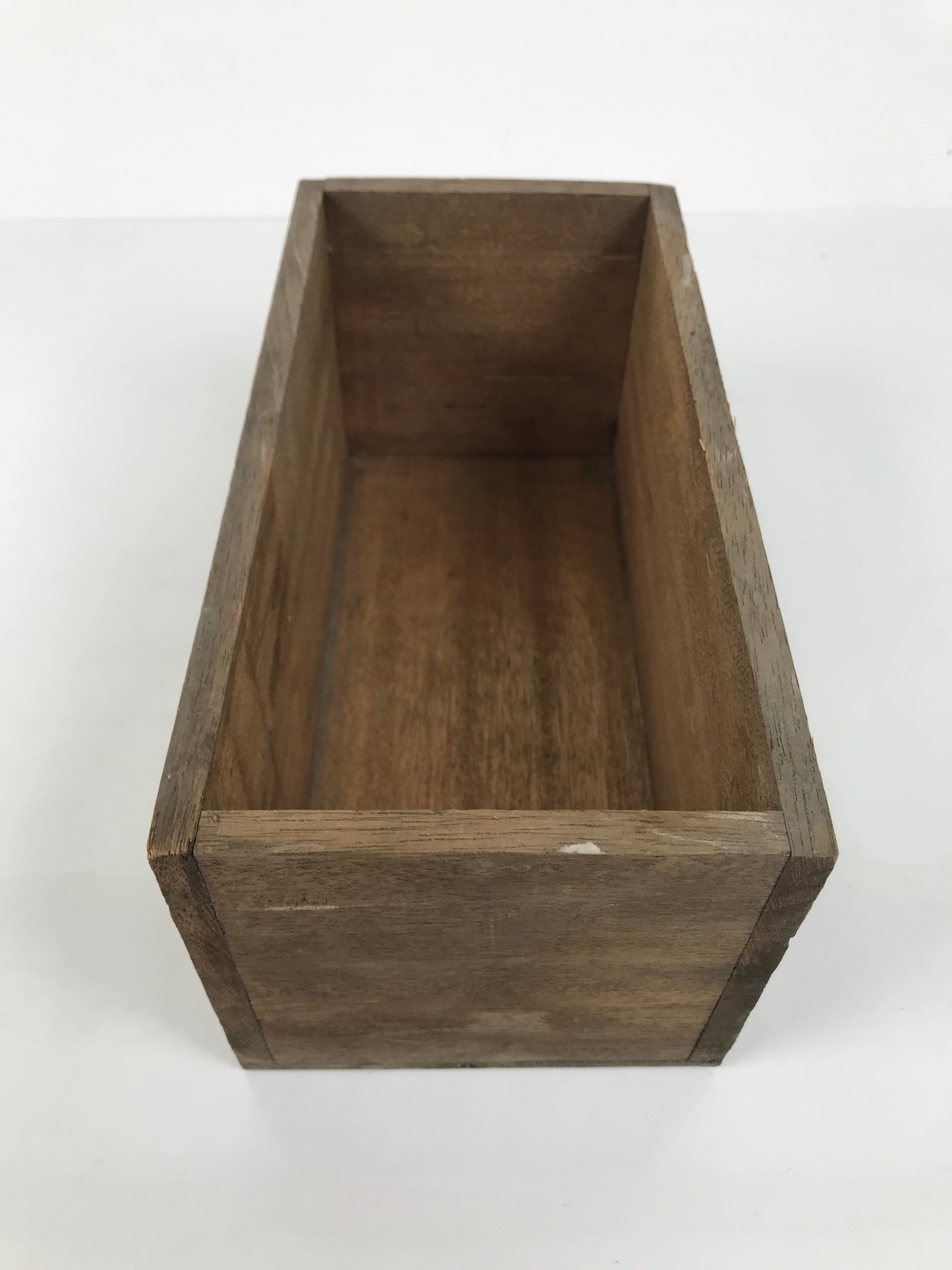 Vintage Japanese Wooden Pottery Storage Box Inside 24.5x11.5x11.5cm Brown X231-FB - Wooden Box-chidorivintage.com