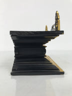 Japanese Buddhist Altar Lacquer Wood Shumidan Part Vtg Flower Black Gold BP42-OT - Buddhist-chidorivintage.com
