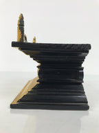 Japanese Buddhist Altar Lacquer Wood Shumidan Part Vtg Flower Black Gold BP42-OT - Buddhist-chidorivintage.com