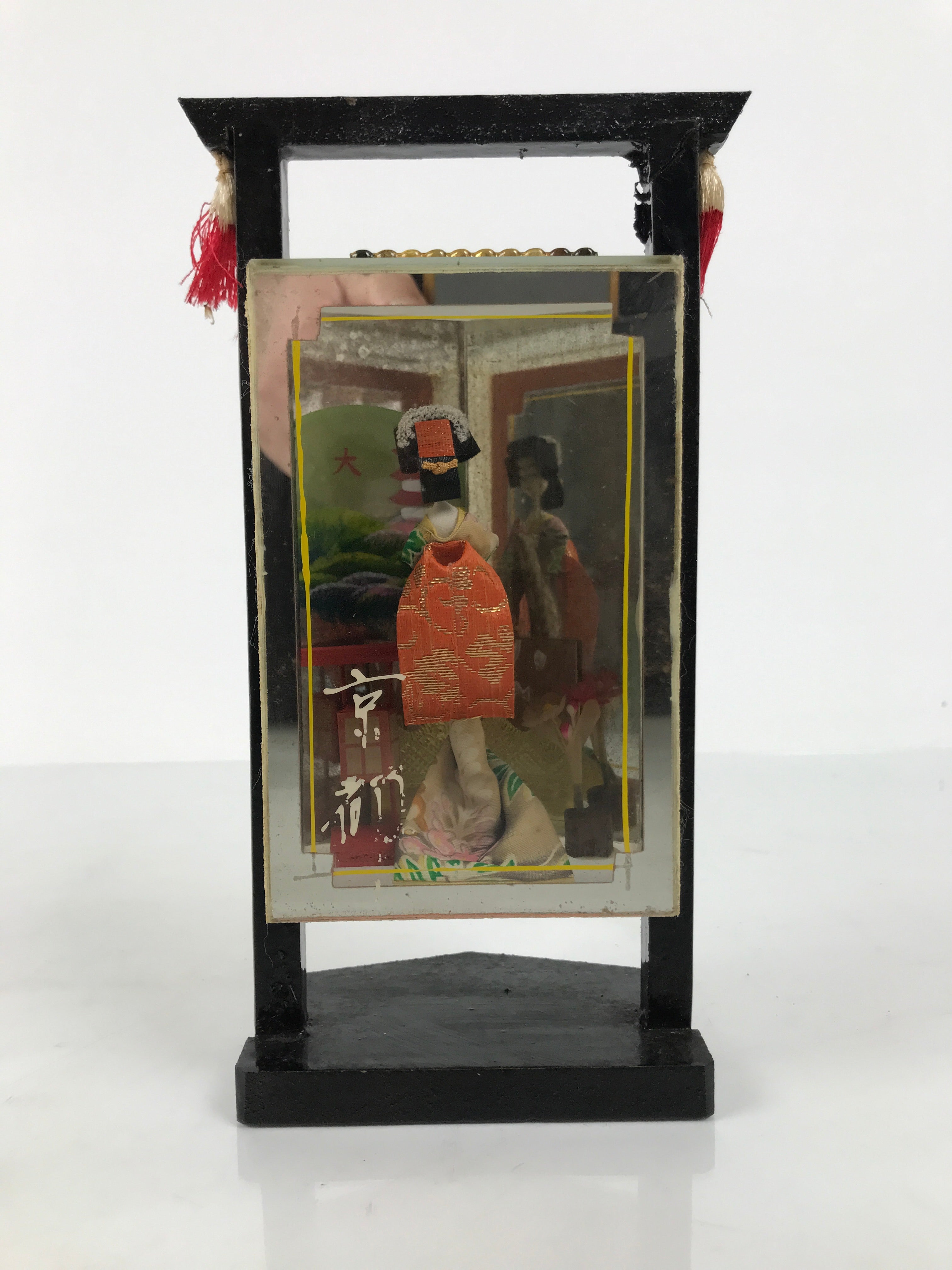 Japanese Geisha Doll Figurine Glass Case Display Vtg Kyoto Souvenir Ningyo ST111-AD - Figurines-chidorivintage.com