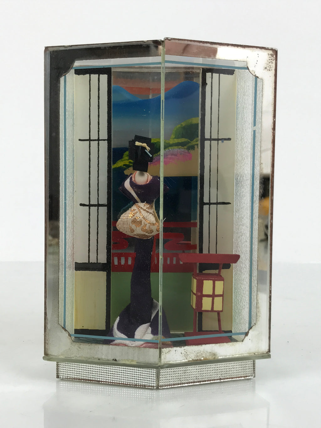Japanese Geisha Doll Figurine Glass Case Display Vtg Kyoto Souvenir Ningyo ST110-AD - Figurines-chidorivintage.com
