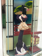 Japanese Geisha Doll Figurine Glass Case Display Vtg Kyoto Souvenir Ningyo ST110-AD - Figurines-chidorivintage.com