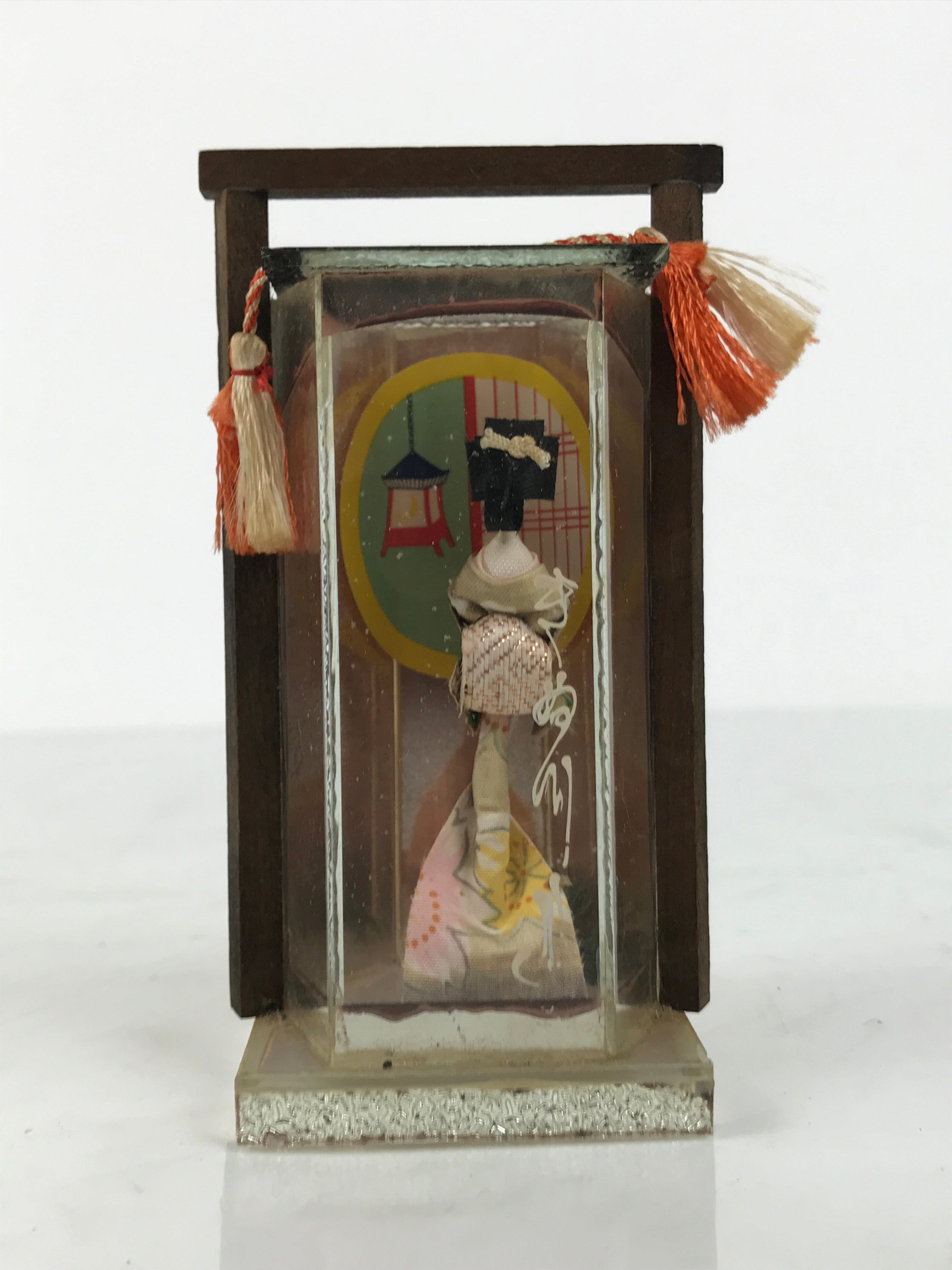 Japanese Geisha Doll Figurine Glass Case Display Vtg Kyoto Souvenir Ningyo ST113-AD - Figurines-chidorivintage.com