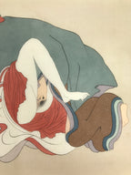 Antique Japanese Hand-Painted Silk Shunga Art Kimono Couple Romantic Scene SP5