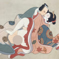 Antique Japanese Hand-Painted Silk Shunga Art Ukiyoe Kimono Couple Scene SP6