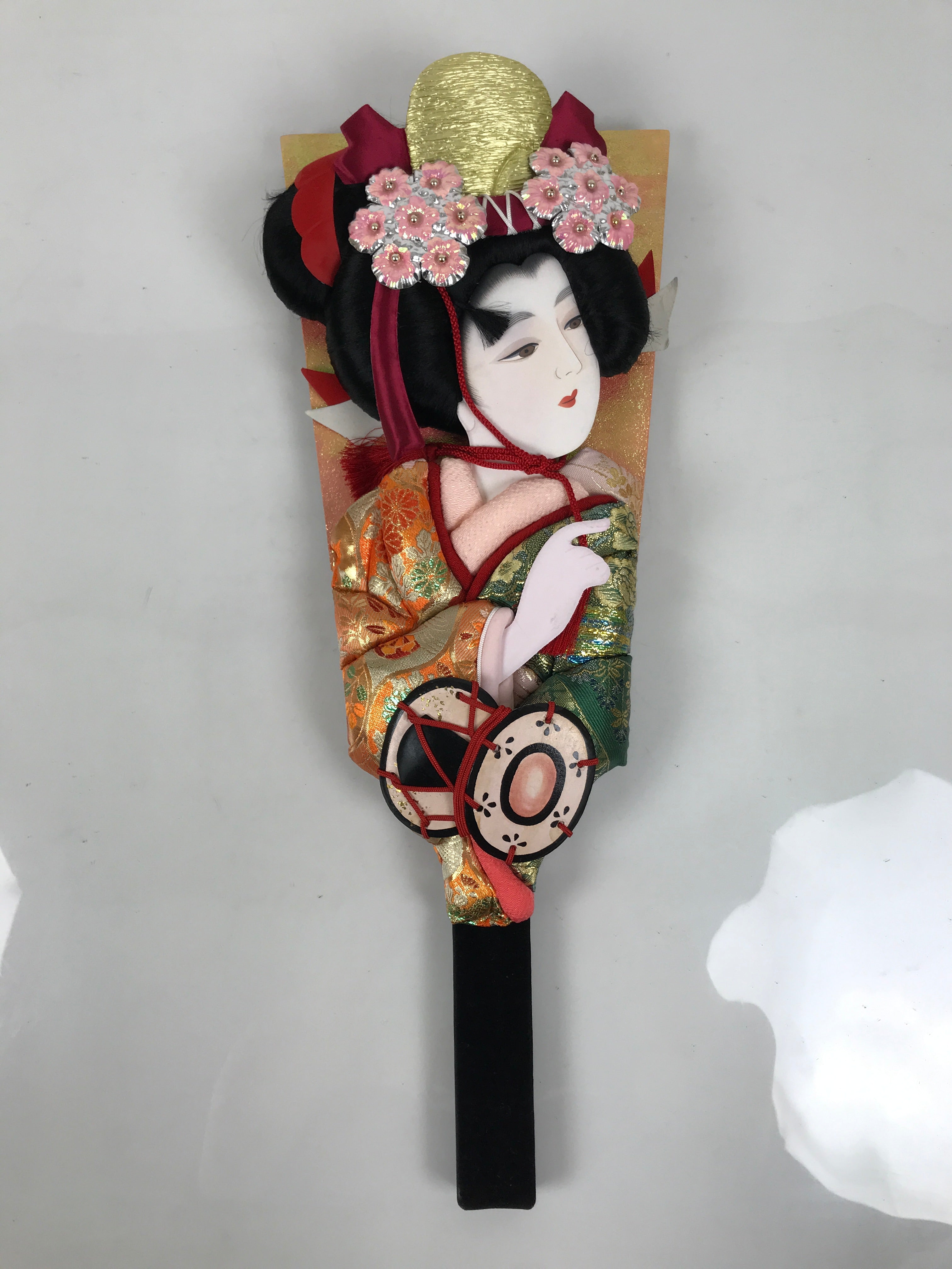 Japanese Decorative Wooden Paddle Hagoita Vtg Geisha Kimono New Years Game JK951-AD - Other Display Item-chidorivintage.com