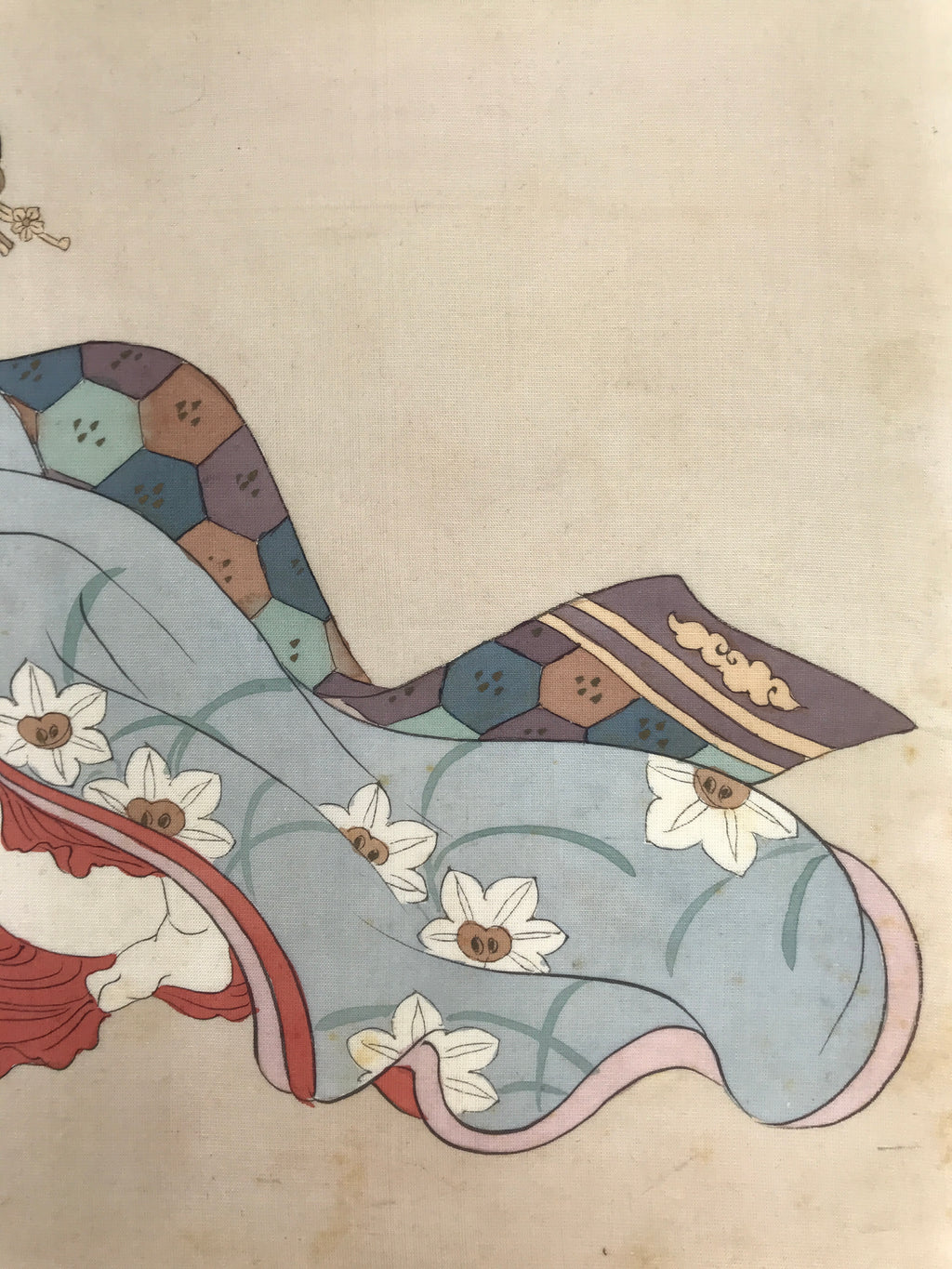 Antique Japanese Hand-Painted Silk Shunga Art Ukiyoe Kimono Couple Scene SP7