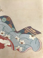 Antique Japanese Hand-Painted Silk Shunga Art Ukiyoe Kimono Couple Scene SP7