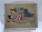 Antique Japanese Hand-Painted Silk Shunga Art Ukiyoe Kimono Couple Scene SP8