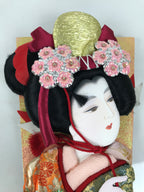 Japanese Decorative Wooden Paddle Hagoita Vtg Geisha Kimono New Years Game JK951-AD - Other Display Item-chidorivintage.com