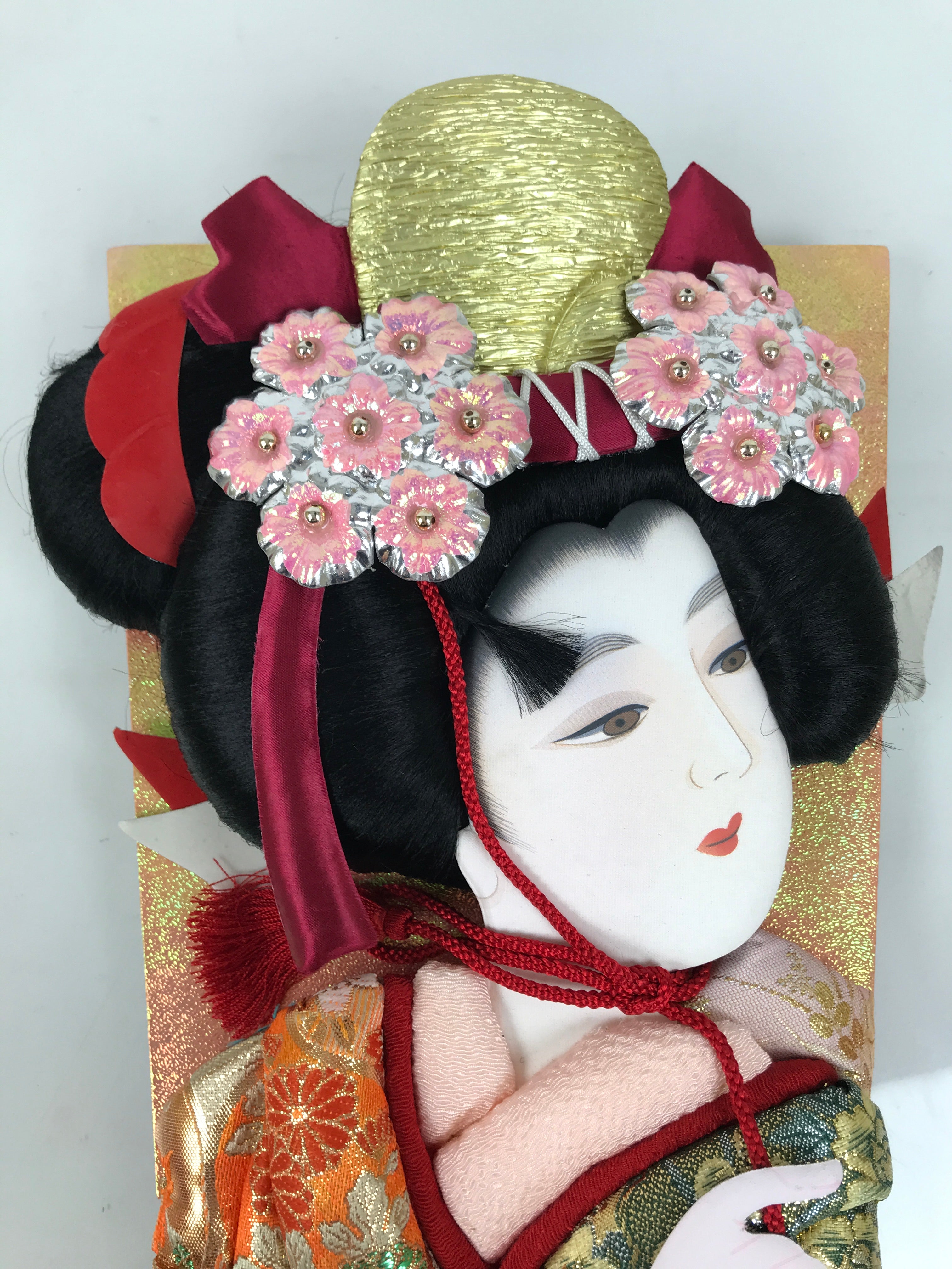 Japanese Decorative Wooden Paddle Hagoita Vtg Geisha Kimono New Years Game JK951-AD - Other Display Item-chidorivintage.com