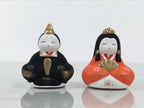 Japanese Small Clay Hina Doll Figurine Ohinasama Girl's Day Orange Black ST118-AD - Figurine-chidorivintage.com
