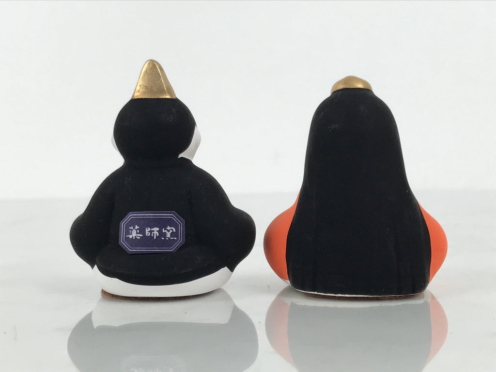 Japanese Small Clay Hina Doll Figurine Ohinasama Girl's Day Orange Black ST118-AD - Figurine-chidorivintage.com