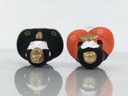 Japanese Small Clay Hina Doll Figurine Ohinasama Girl's Day Orange Black ST118-AD - Figurine-chidorivintage.com