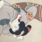 Antique Japanese Hand-Painted Silk Shunga Art Ukiyoe Kimono Couple Scene SP10