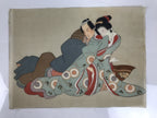 Antique Japanese Hand-Painted Silk Shunga Art Ukiyoe Kimono Couple Scene SP11