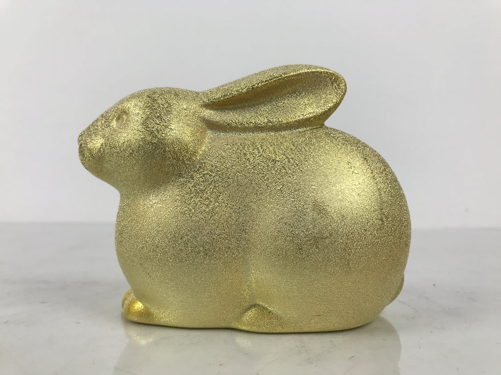 Japanese Clay Figurine Zodiac Rabbit Vtg Lucky Charm Doll Statue Gold ST119-AD - Figurine-chidorivintage.com