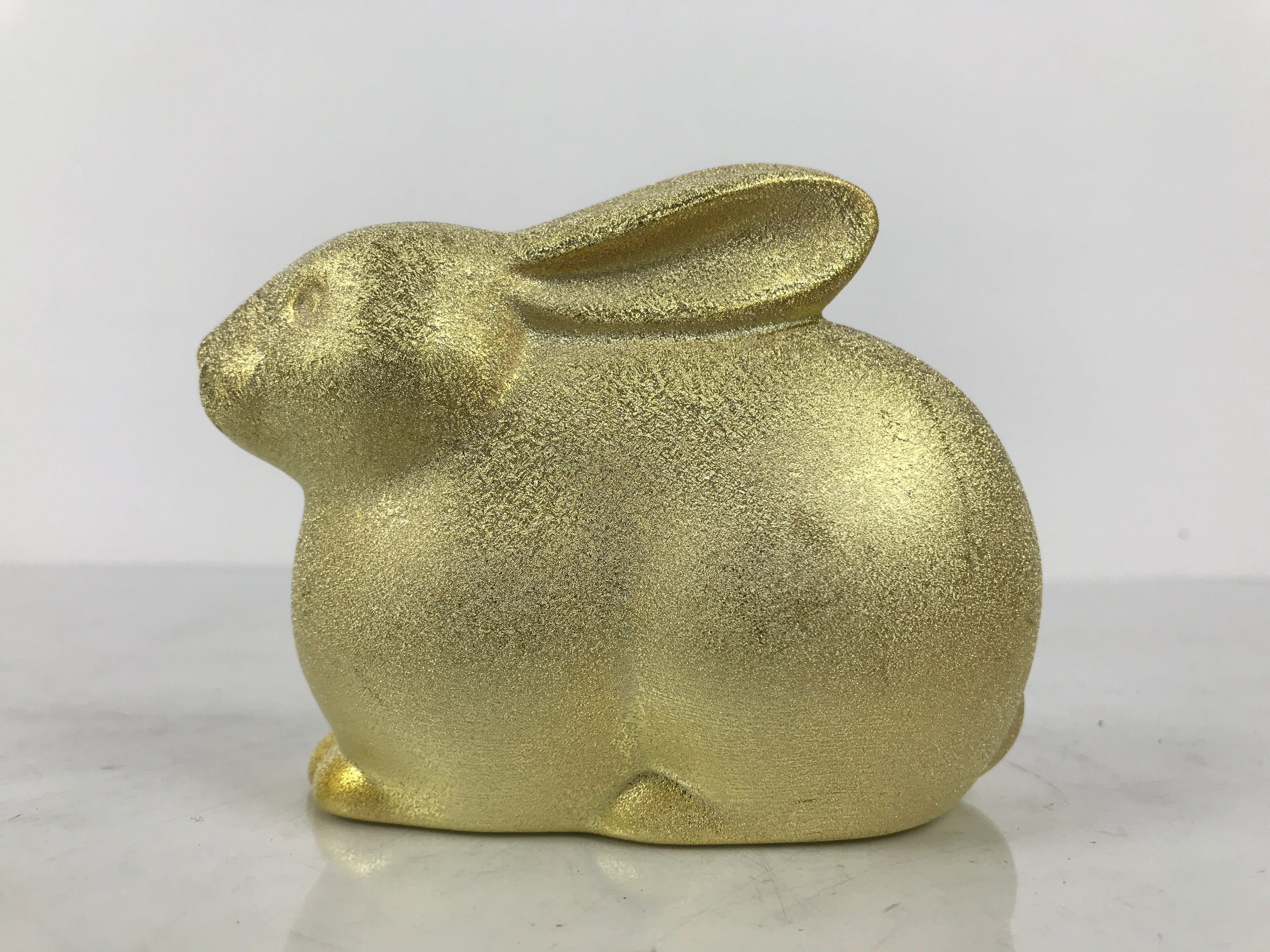 Japanese Clay Figurine Zodiac Rabbit Vtg Lucky Charm Doll Statue Gold ST119-AD - Figurine-chidorivintage.com