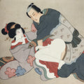 Antique Japanese Hand-Painted Silk Shunga Art Ukiyoe Kimono Couple Scene SP12