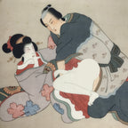 Antique Japanese Hand-Painted Silk Shunga Art Ukiyoe Kimono Couple Scene SP12