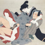 Antique Japanese Hand-Painted Silk Shunga Art Ukiyoe Kimono Couple Scene SP13