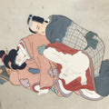 Antique Japanese Hand-Painted Silk Shunga Art Ukiyoe Kimono Couple Scene SP15