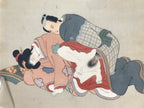 Antique Japanese Hand-Painted Silk Shunga Art Ukiyoe Kimono Couple Scene SP15