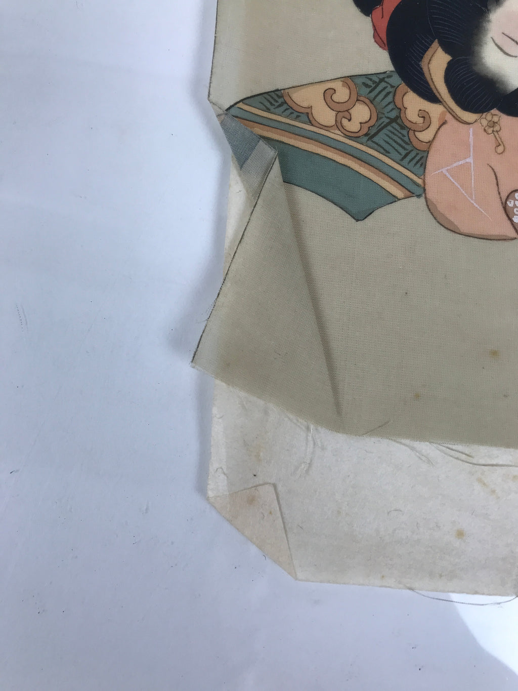 Antique Japanese Hand-Painted Silk Shunga Art Ukiyoe Kimono Couple Scene SP15